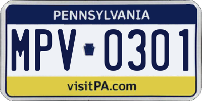 PA license plate MPV0301
