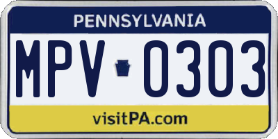 PA license plate MPV0303