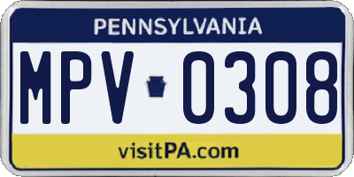 PA license plate MPV0308