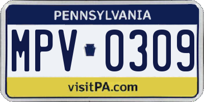 PA license plate MPV0309