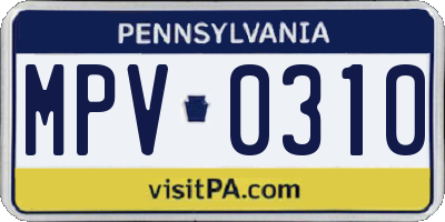 PA license plate MPV0310