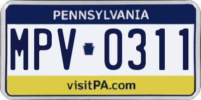 PA license plate MPV0311
