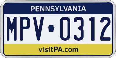 PA license plate MPV0312