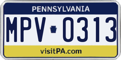 PA license plate MPV0313