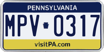 PA license plate MPV0317
