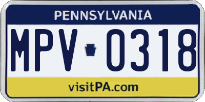 PA license plate MPV0318