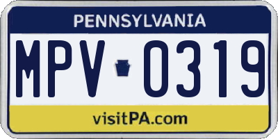 PA license plate MPV0319