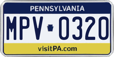 PA license plate MPV0320