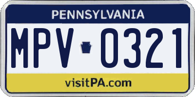 PA license plate MPV0321