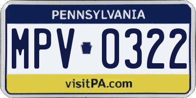 PA license plate MPV0322