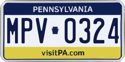 PA license plate MPV0324