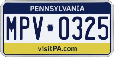 PA license plate MPV0325