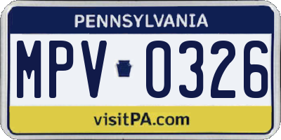 PA license plate MPV0326