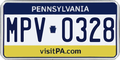 PA license plate MPV0328