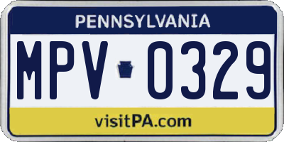 PA license plate MPV0329