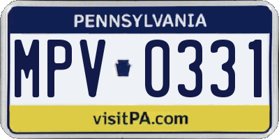 PA license plate MPV0331