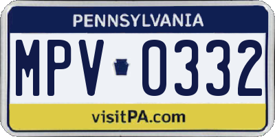 PA license plate MPV0332