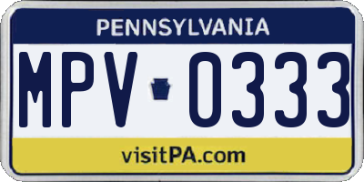 PA license plate MPV0333