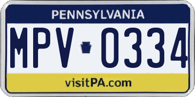 PA license plate MPV0334
