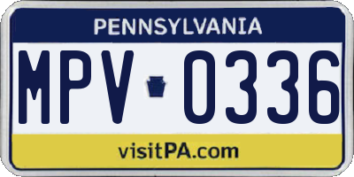 PA license plate MPV0336