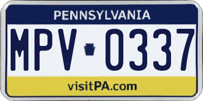 PA license plate MPV0337