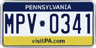 PA license plate MPV0341