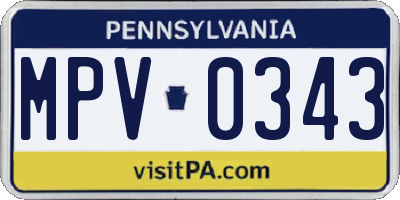 PA license plate MPV0343