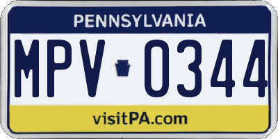 PA license plate MPV0344
