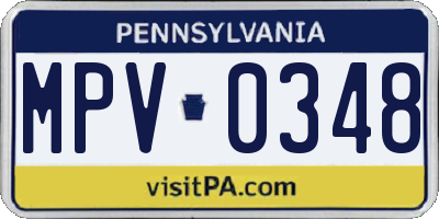 PA license plate MPV0348