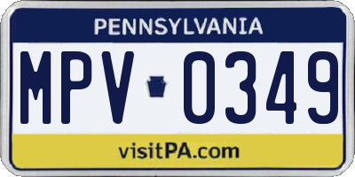 PA license plate MPV0349