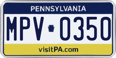 PA license plate MPV0350