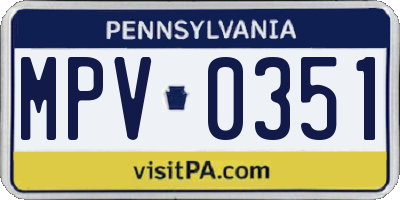 PA license plate MPV0351