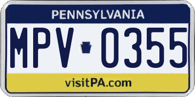 PA license plate MPV0355