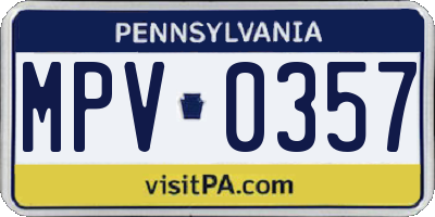 PA license plate MPV0357