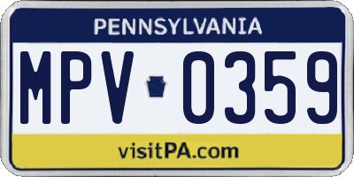 PA license plate MPV0359