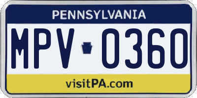 PA license plate MPV0360