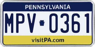 PA license plate MPV0361