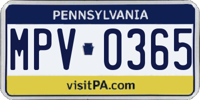 PA license plate MPV0365
