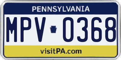 PA license plate MPV0368