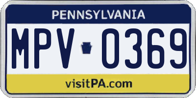 PA license plate MPV0369