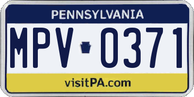 PA license plate MPV0371