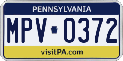 PA license plate MPV0372