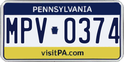 PA license plate MPV0374
