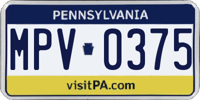 PA license plate MPV0375