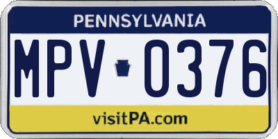 PA license plate MPV0376