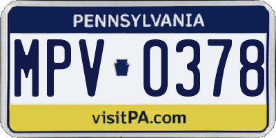 PA license plate MPV0378
