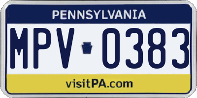 PA license plate MPV0383