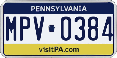 PA license plate MPV0384