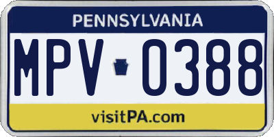 PA license plate MPV0388
