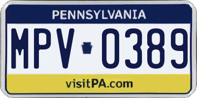 PA license plate MPV0389